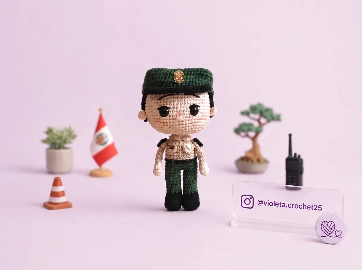 Policía Nacional Perú Funko tejido a mano por Violeta Crochet
