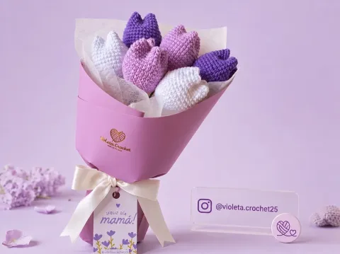 Ramos de flores eternas tejido a mano por Violeta Crochet
