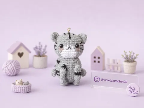 Mini gatito tejido a mano por Violeta Crochet
