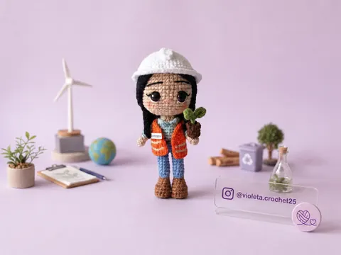 Ingeniero o ingeniera ambiental tejido a mano por Violeta Crochet