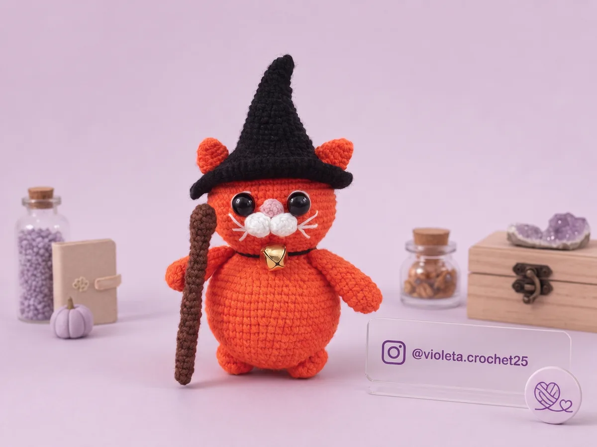 Gato Hechicero tejido a mano por Violeta Crochet