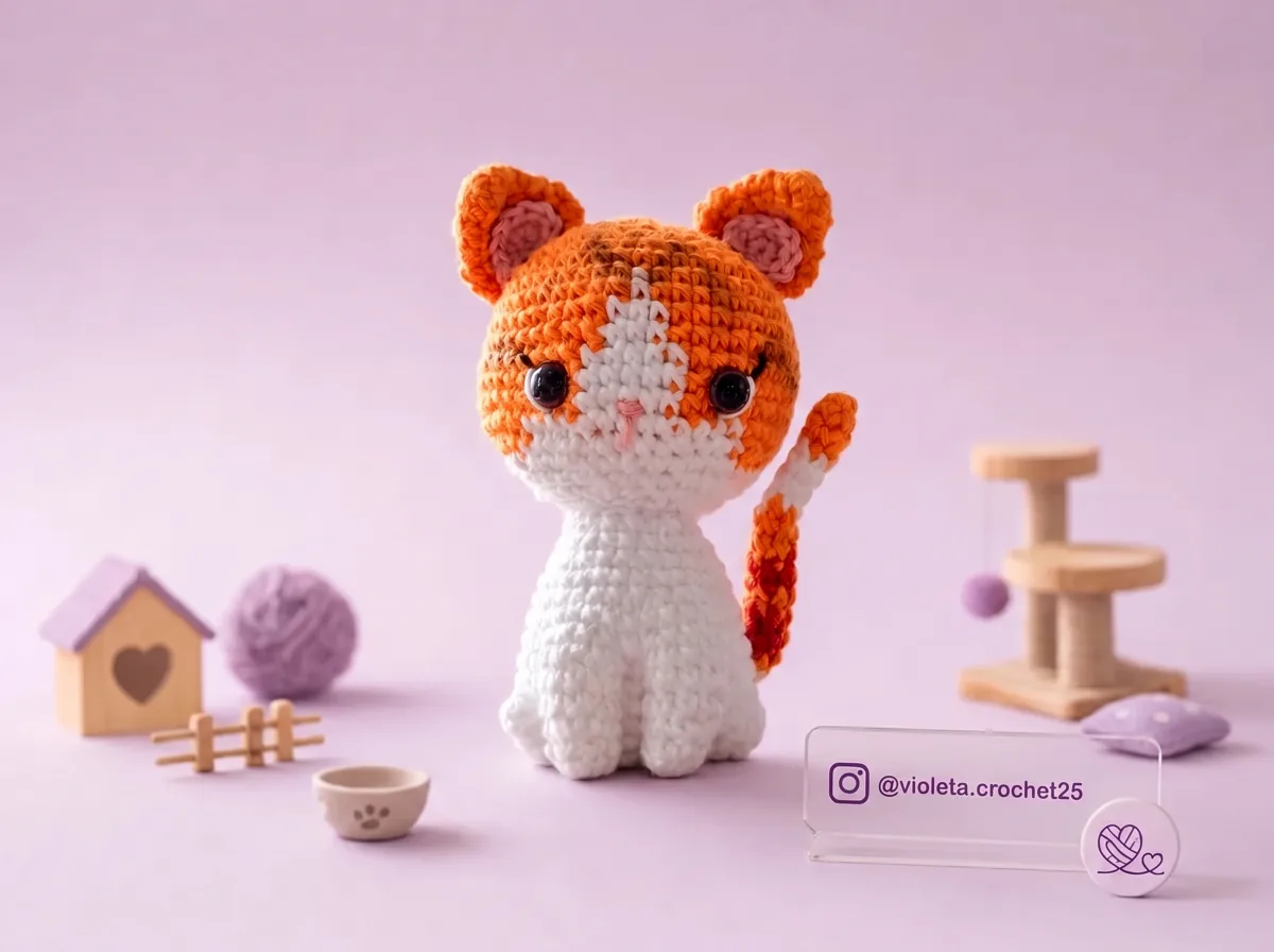 Gatito tejido a mano por Violeta Crochet