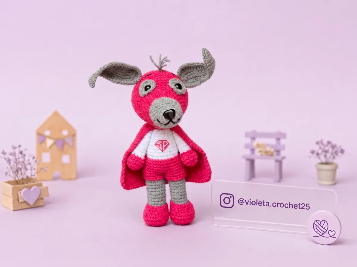 Perro Super Chimok tejido a mano por Violeta Crochet