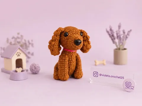 Perro cocker spaniel tejido a mano por Violeta Crochet