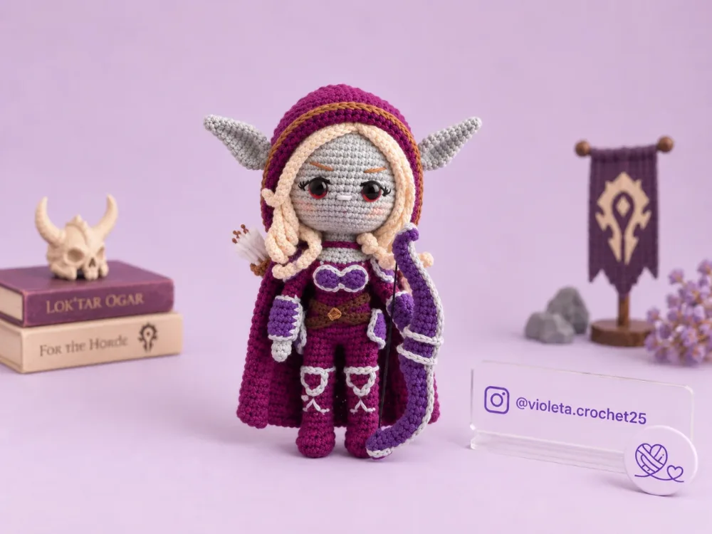Sylvanas Windrunner tejido a mano por Violeta Crochet