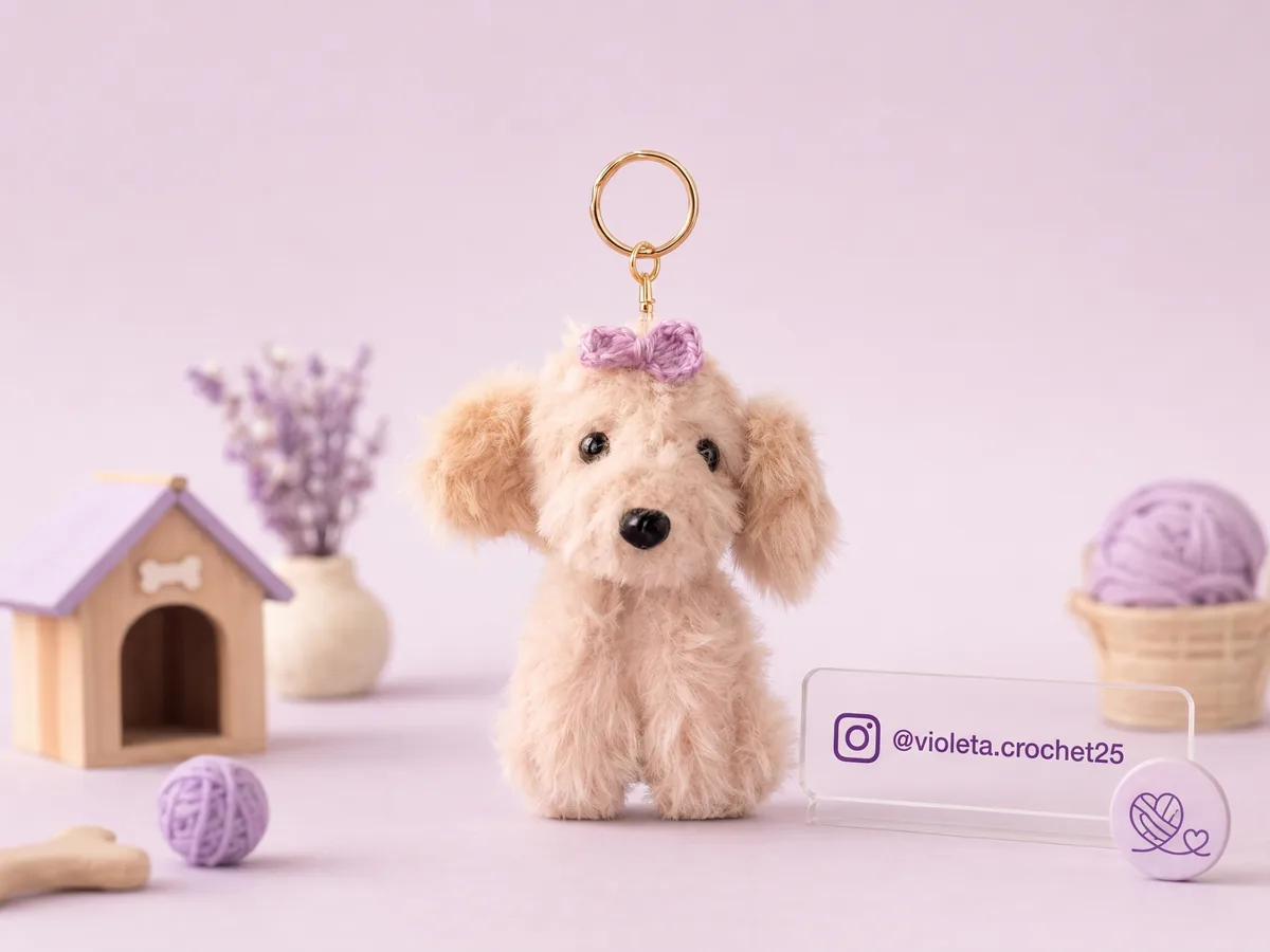 Perro Poodle tejido a mano por Violeta Crochet