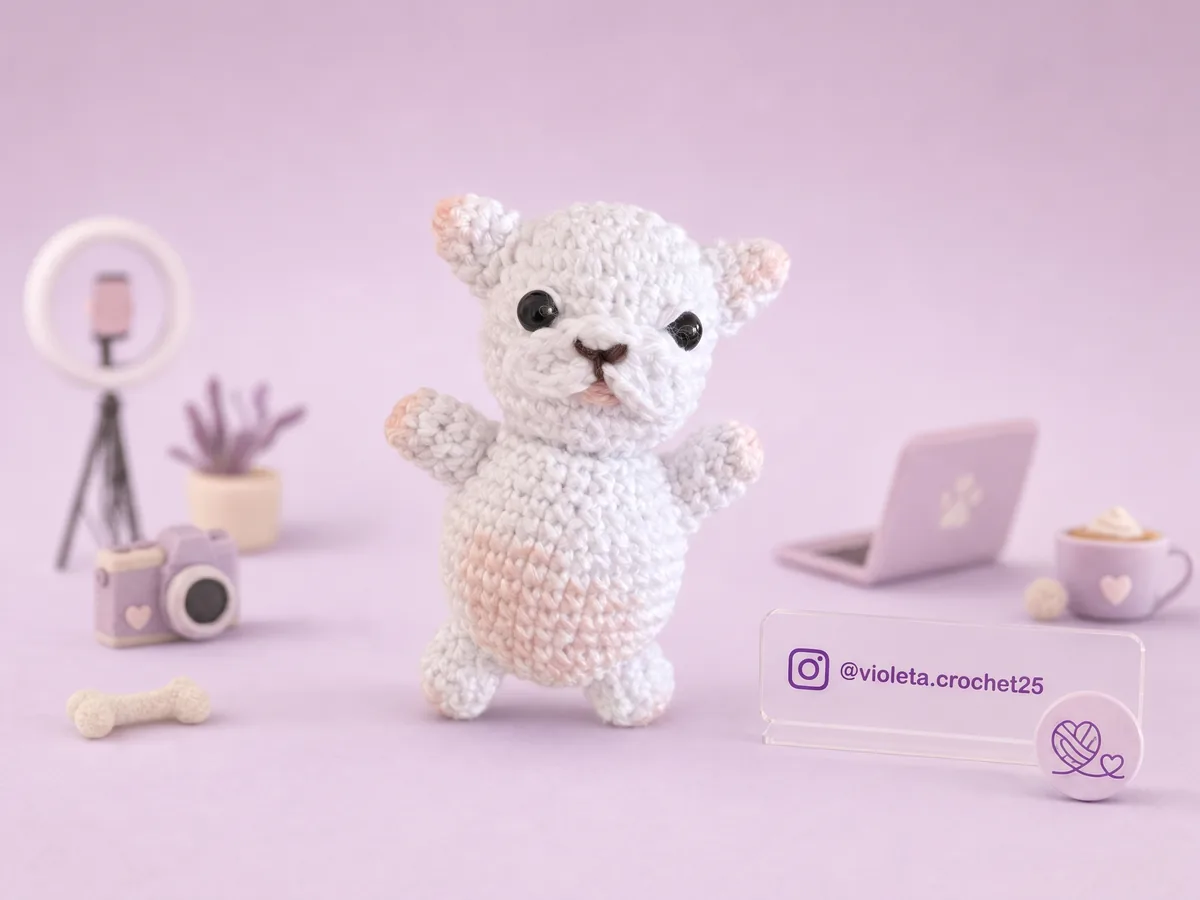 Perro Pibbleinfluencer tejido a mano por Violeta Crochet
