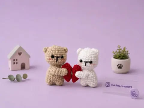 Pareja de osos tejido a mano por Violeta Crochet