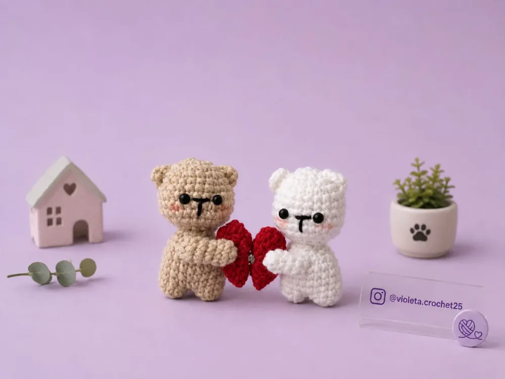 Pareja de osos tejido a mano por Violeta Crochet