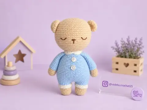 Osito Manuel tejido a mano por Violeta Crochet