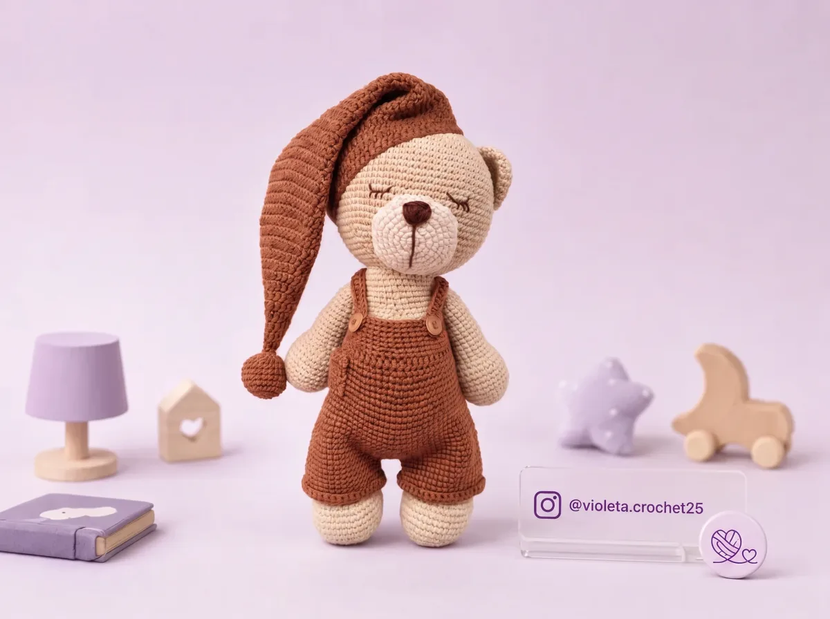 Oso Dormilón tejido a mano por Violeta Crochet
