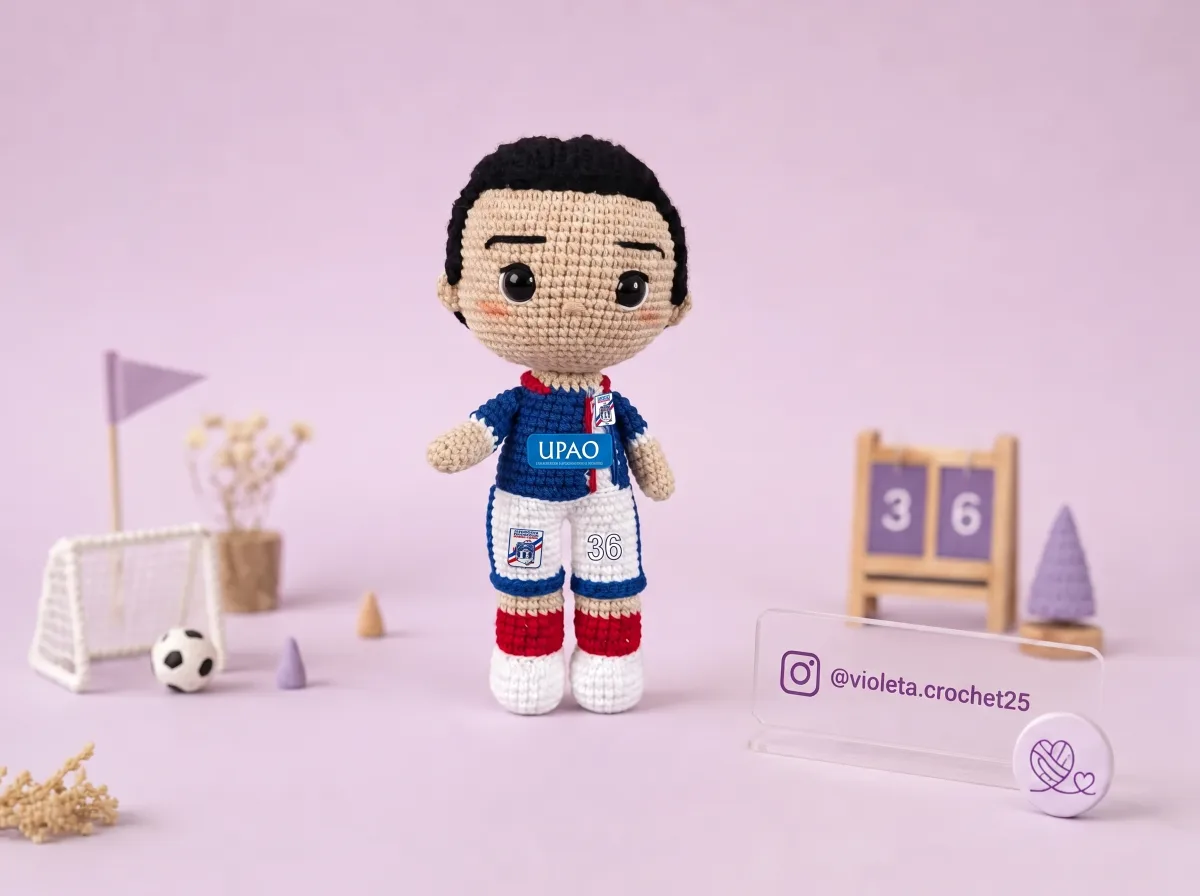 Jugador Fútbol Manucci tejido a mano por Violeta Crochet