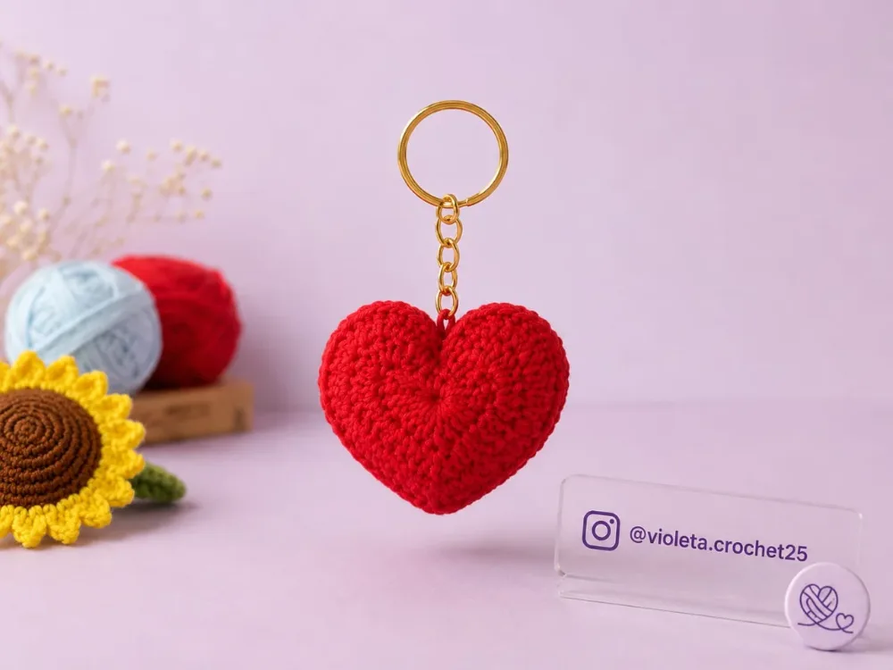 Corazón tejido a mano por Violeta Crochet