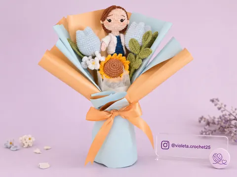 Bouquet Doctora tejido a mano por Violeta Crochet